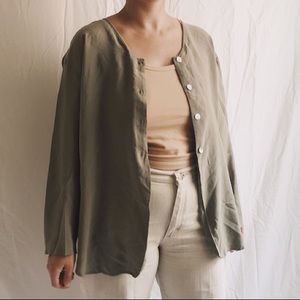 Vintage 100% Silk Overshirt or Chore Jacket